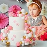 ASTARON 32 Pcs Ball Cake Topper Decorations Rose Gold Pink Foam Balls view 7