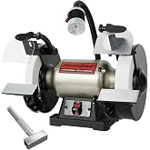 BUCKTOOL 8" 3/4HP Low Speed Bench Grinder fit CBN Wheel,Wobble Free Wheels | Table Grinder with 1750RPM,1.5" WA Wheel,3W LED,3X Magnifier,Adjustable Tool Rests for Chisels,Gouges,Axes