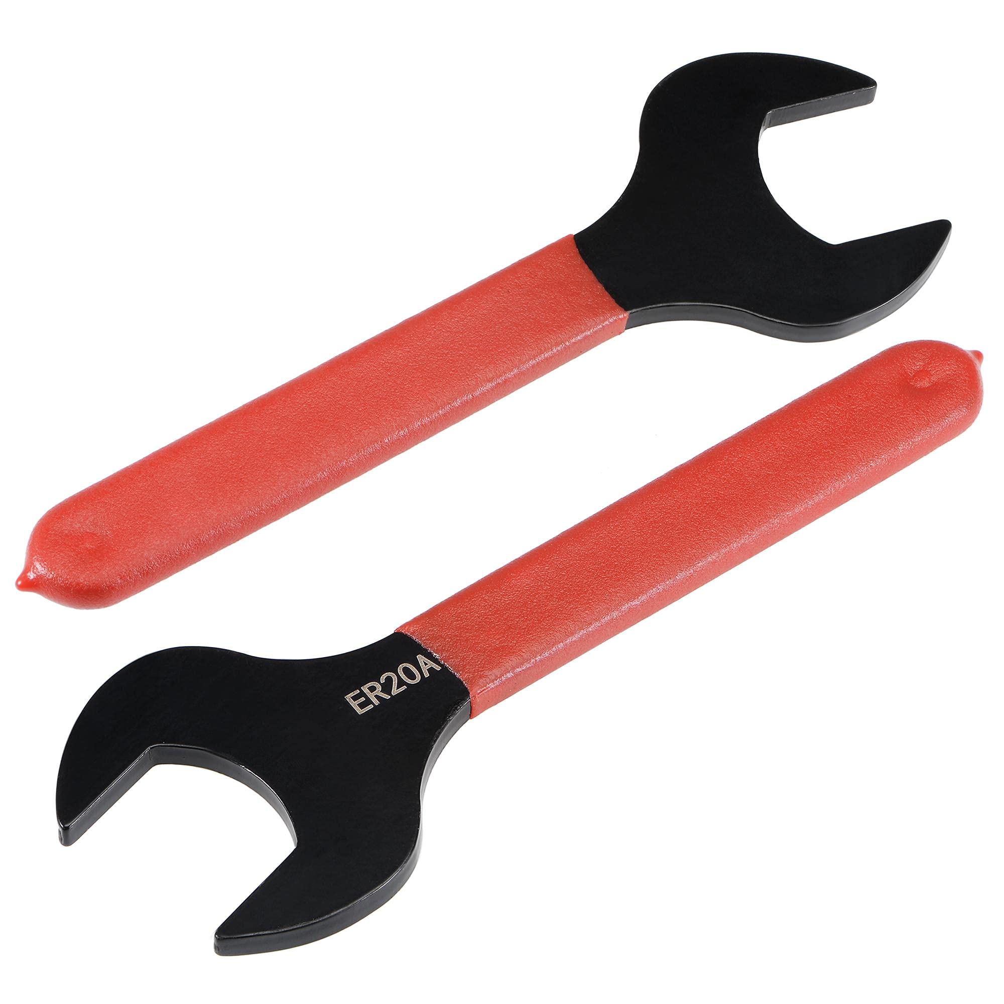 sourcing map Collet Chuck Wrench Spanner for ER20A Lathe Clamping Nut with Red Non-Slip Handle 2pcs