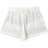 Milumia Girl's Crochet Swim Cover Up Hollow Eyelet Shorts Bikini Coverup Vacation Outfits