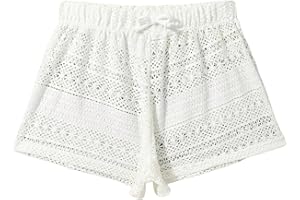 Milumia Girl's Crochet Sheer Coverup Hollow Eyelet Shorts Swim Cover Up Beachwear