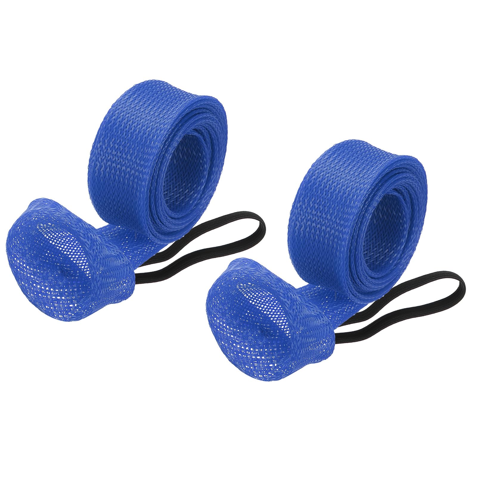 PATIKIL 75 Inch Rod Sock, 2 Pcs Fishing Rod Sleeve Cover Braided Mesh Pole Protector Gloves Fishing Tools Flat End for Spinning Fishing Rod Fly Rod Ice Rod Casting Rod, Dark Blue