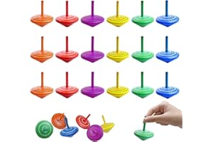 REDANHA 18PCS Colorful Wooden Spinning Tops Rainbow Gyroscopes Toy Educational Spinning Toy Wood Painted Tops for Family Games Party for Friends