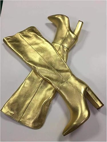 gold high heel boots