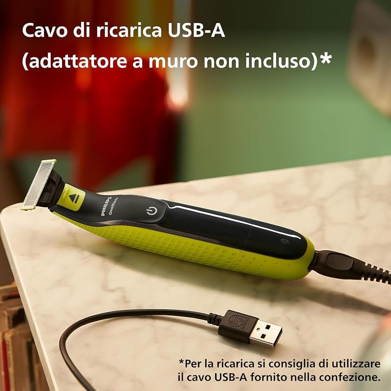 OneBlade 360 Face + Body, Autentico regolabarba elettrico, rasoio e spazzola con tecnologia a 360, 1x lame 360, 1x pettine regolabile 5 in 1, 1x kit per il corpo, (modello QP4631/30)