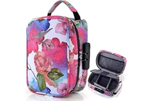 LAYAONE Smell Proof Bag | Smell Proof Stash Box with Combination Lock | Portable Travel Storage Case for Your Accessories | Gift for Men/Women (WhitePink-Large)