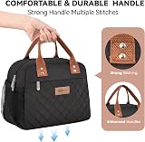 HOMESPON Insulated Lunch Bag for Women Men Black Side Pockets Large Capacity view 3