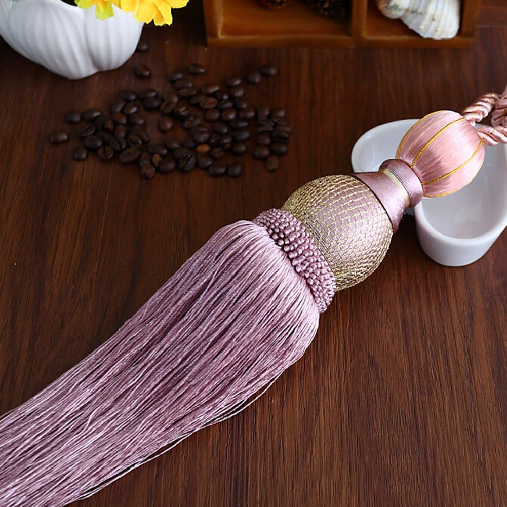 Curtain Buckle One Pair European Style High-Grade Curtains Tieback Rope Tassel Holdbacks (Light Purple)