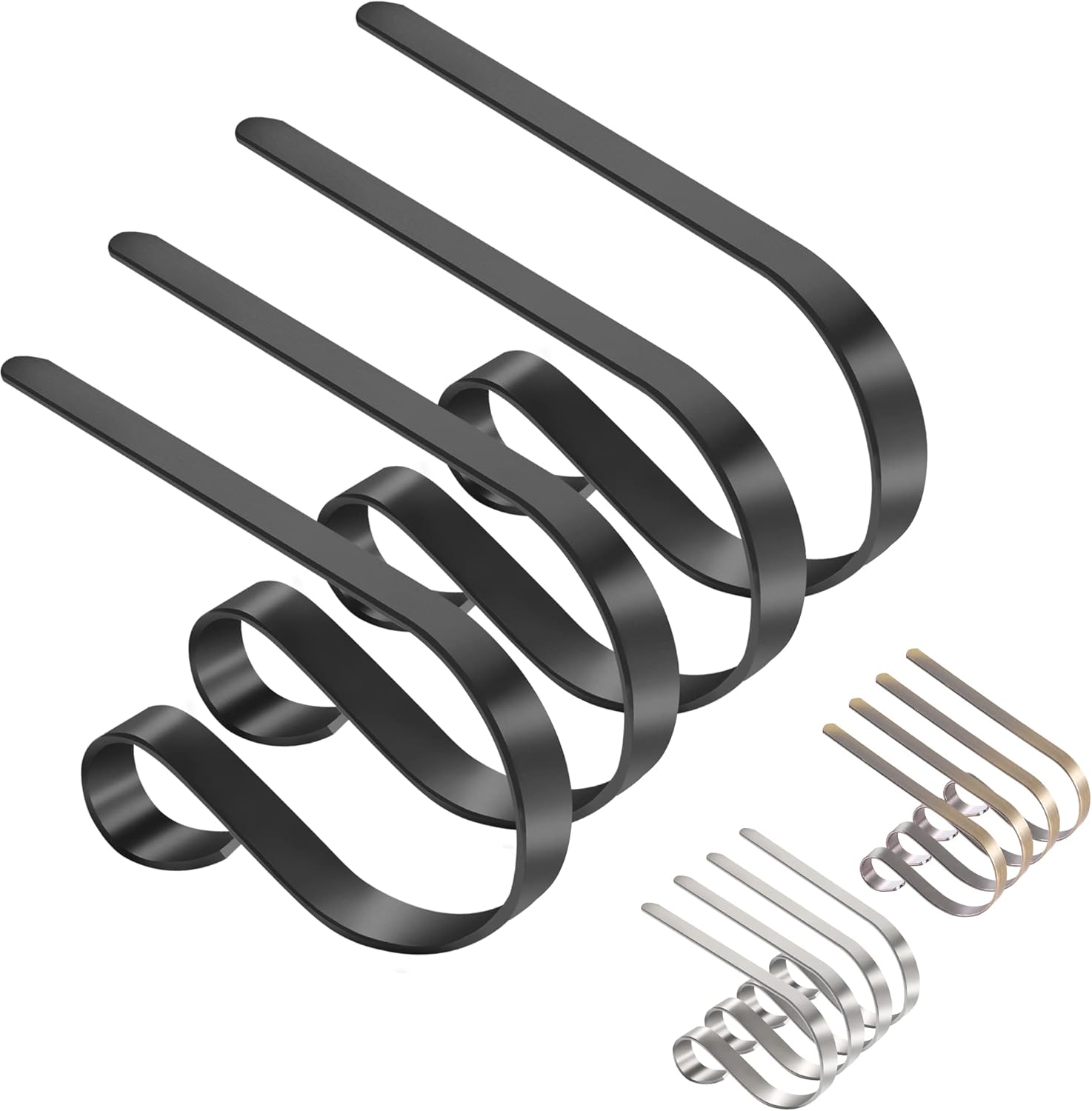 Ornament Hooks - TAROSE Christmas Stocking Holder, Set of 4, Mantle Clip Fireplace Hooks Hanger for Party Christmas Decoration Supplies (Black)