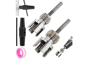 JEYNTANC Integrated Internal & External Pipe Threading Tool with Screw Extractor & Sealant Tape Dual-Function PVC Pipe Threader Kit, Electric Drill Compatible for Plumbing, DIY 1/2"+ 3/4"(COLOR:silver)