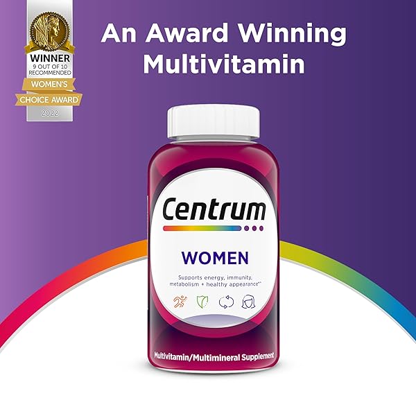 CENTRUM MULTIVITAMIN TABLET FOR WOMEN, MULTIVITAMIN/MULTIMINERAL SUPPLEMENT WITH IRON, VITAMIN D3, B VITAMINS AND ANTIOXIDANT VITAMINS C AND E, GLUTEN FREE, NON-GMO INGREDIENTS – 200 COUNT