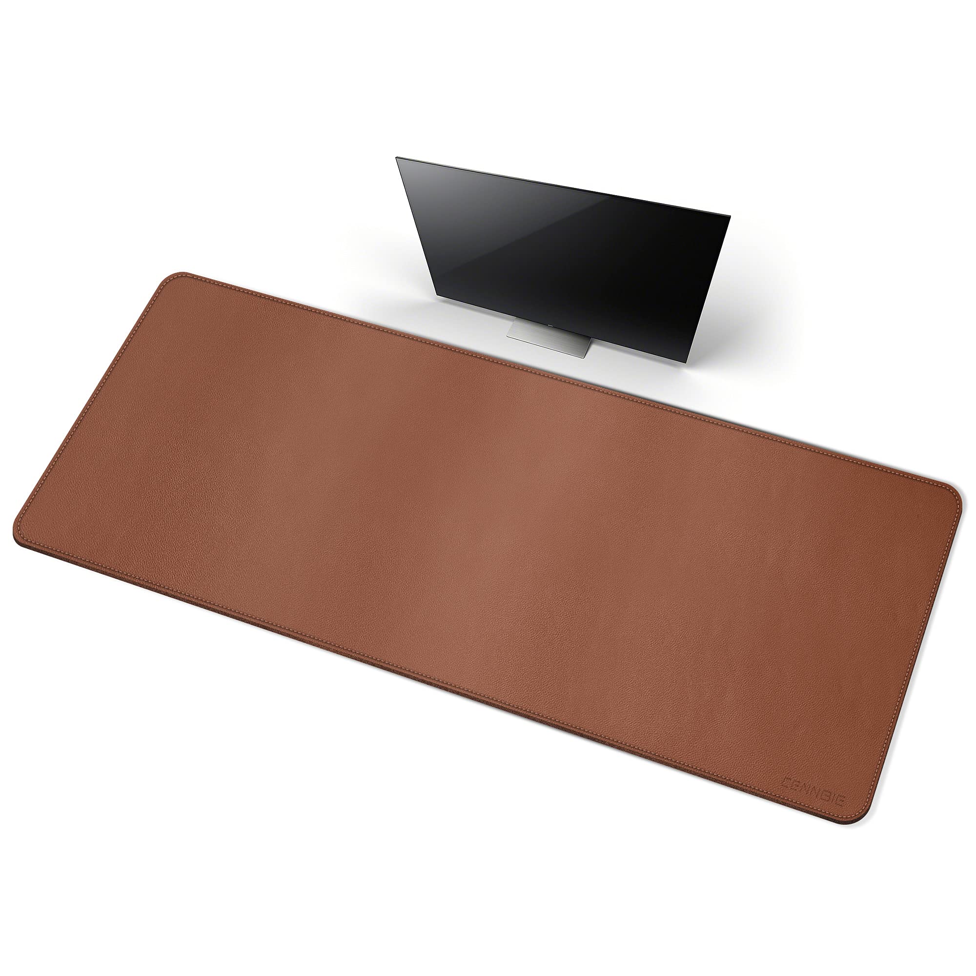 CENNBIE Leather Desk Mat,100X50cm Extra Large Desk Pad Blotter Protector, Extended Non-Slip Mouse Pad, Waterproof PU Leather Desk Mat on top of desks Large for Office and Home (Brown)