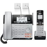 AT&amp;T TL86103 2-Line Corded/Cordless Phone System for Small Business with Answering Machine, Connect-to-Cell Bluetooth, Caller ID, Intercom, Long Range &amp; Expandable to 12 Handsets (Silver/Black)