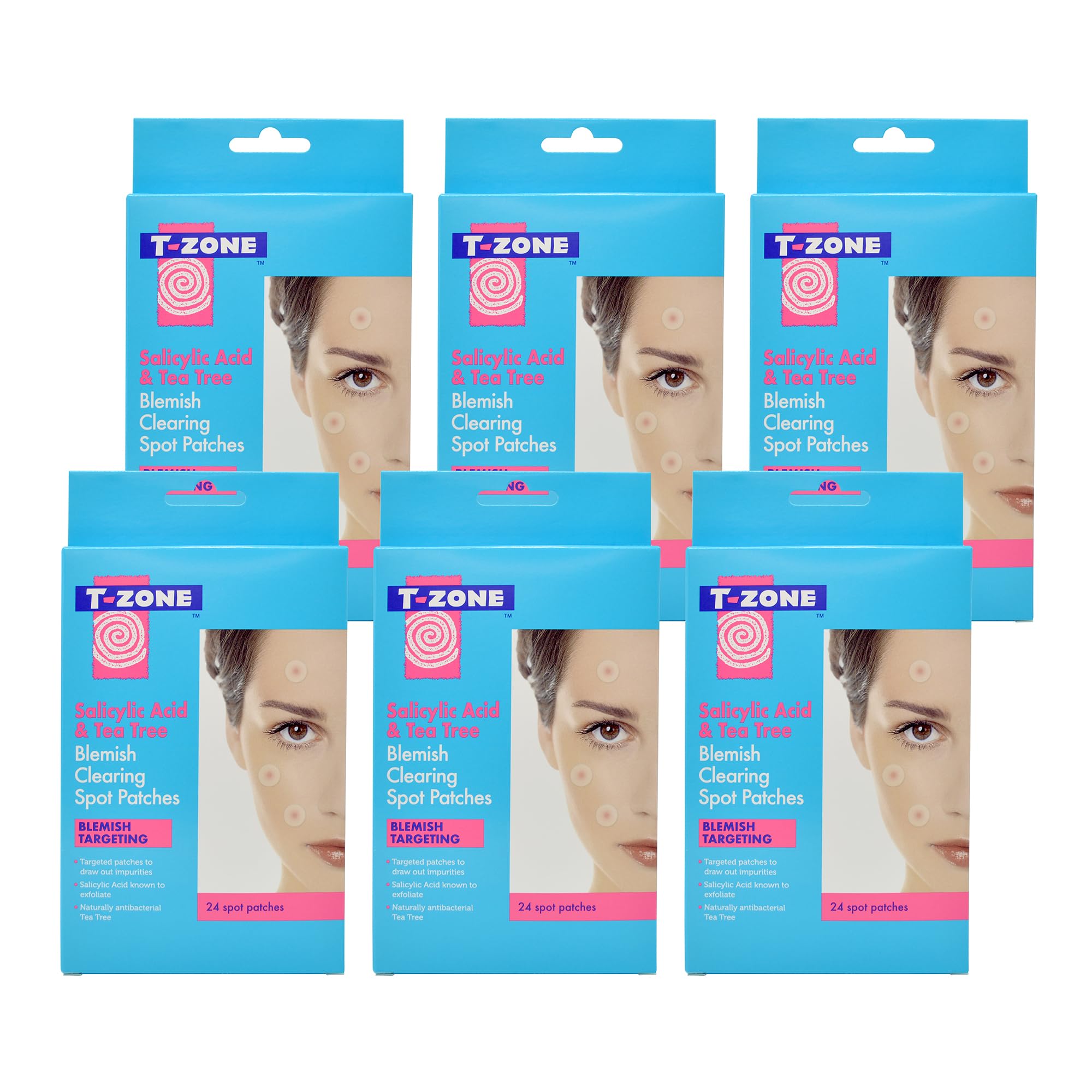 T Zone 6 x 24 Multipack of Salicylic Acid & Tea Tree Spot Patches, Specially Formulated to Target Blemishes and to Help Reduce Skin Irritation and Redness, Translucent and Discreet