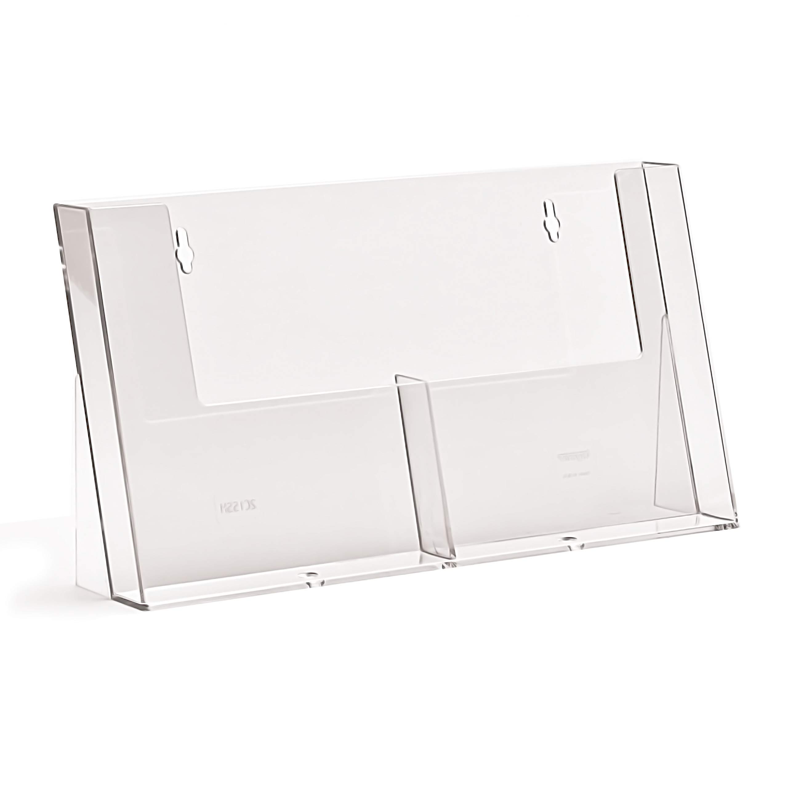 Taymar Brochure Holder/Table Leaflet Stand with 2 Compartments in DIN A5 Portrait Format