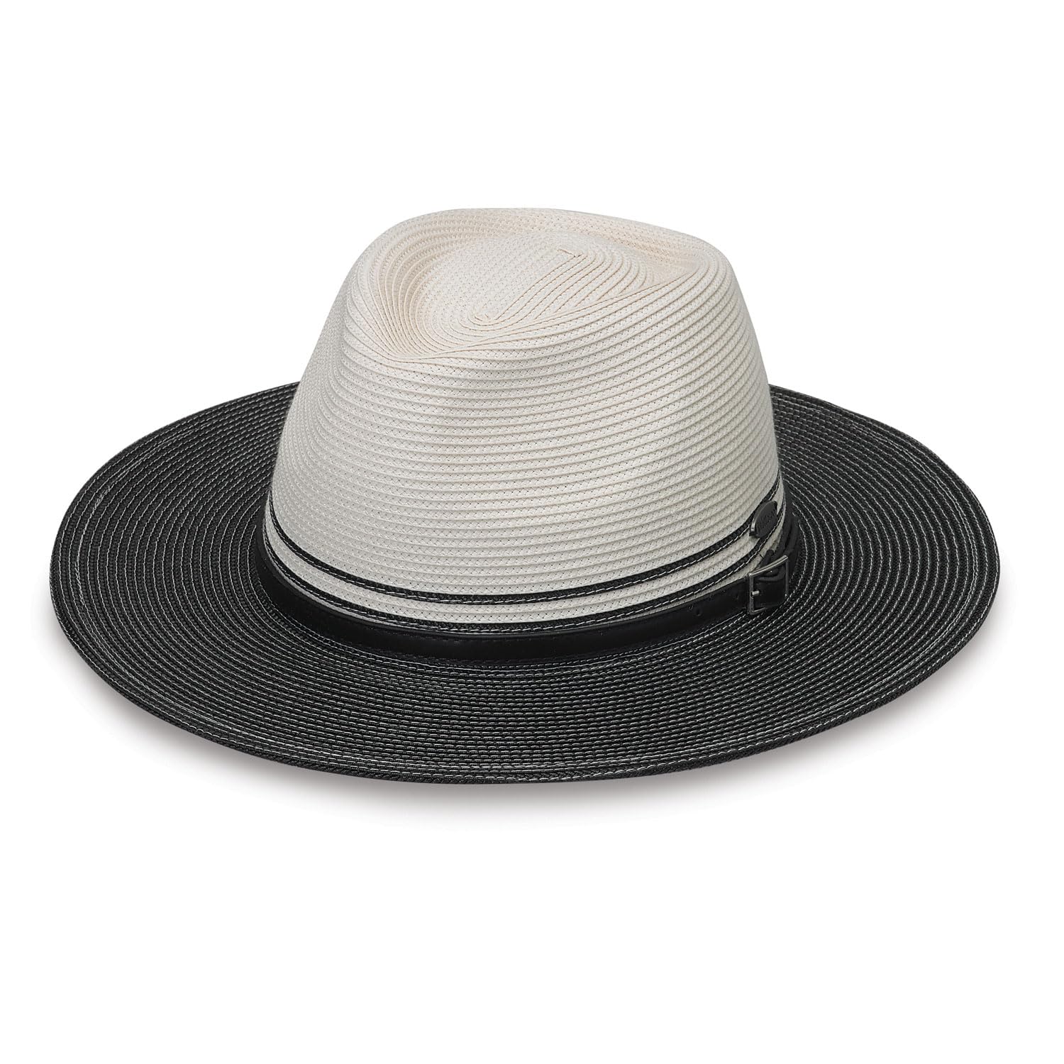 Photo 1 of *Minor Damaged* Wallaroo Women’s Kristy Fedora (Ivory/Black) – UPF 50+ UV Protection, Wide Brim, Packable, Adjustable, Medium Size – Women’s Fedora Sun Hat for Travel, Outdoor Adventures, Beach, Spring & Summer