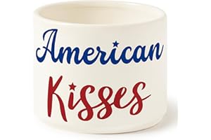FoszaSzept Patriotic 4th of July Candy Dish, Independence Day Mini Ceramic Candy Bowl Tiered Tray Decor, Snack Serving Bowl Party Favor Desktop Decoration For Home Kitchen Events(American Kiss)