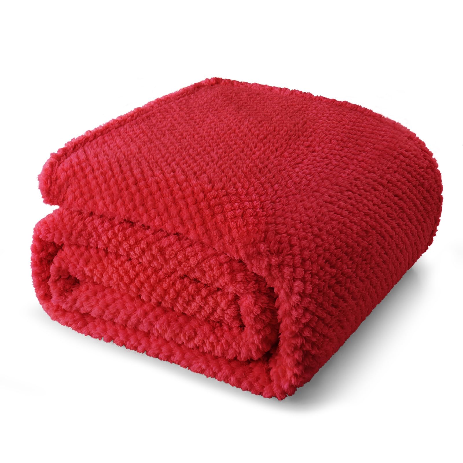 Whale Flotilla Queen Size Fuzzy Fleece Blanket for Bed, 230x230 CM Fluffy Warm Soft Jacquard Bed Blankets for All Season, Lightweight and Cozy, Red