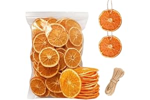 NSXC 50 Pcs Dried Orange Slices, with 50Pcs Hemp Rope, Christmas Wreath Making Supplies for X-mas Tree Decoration, DIY Crafts, Present Wrapping