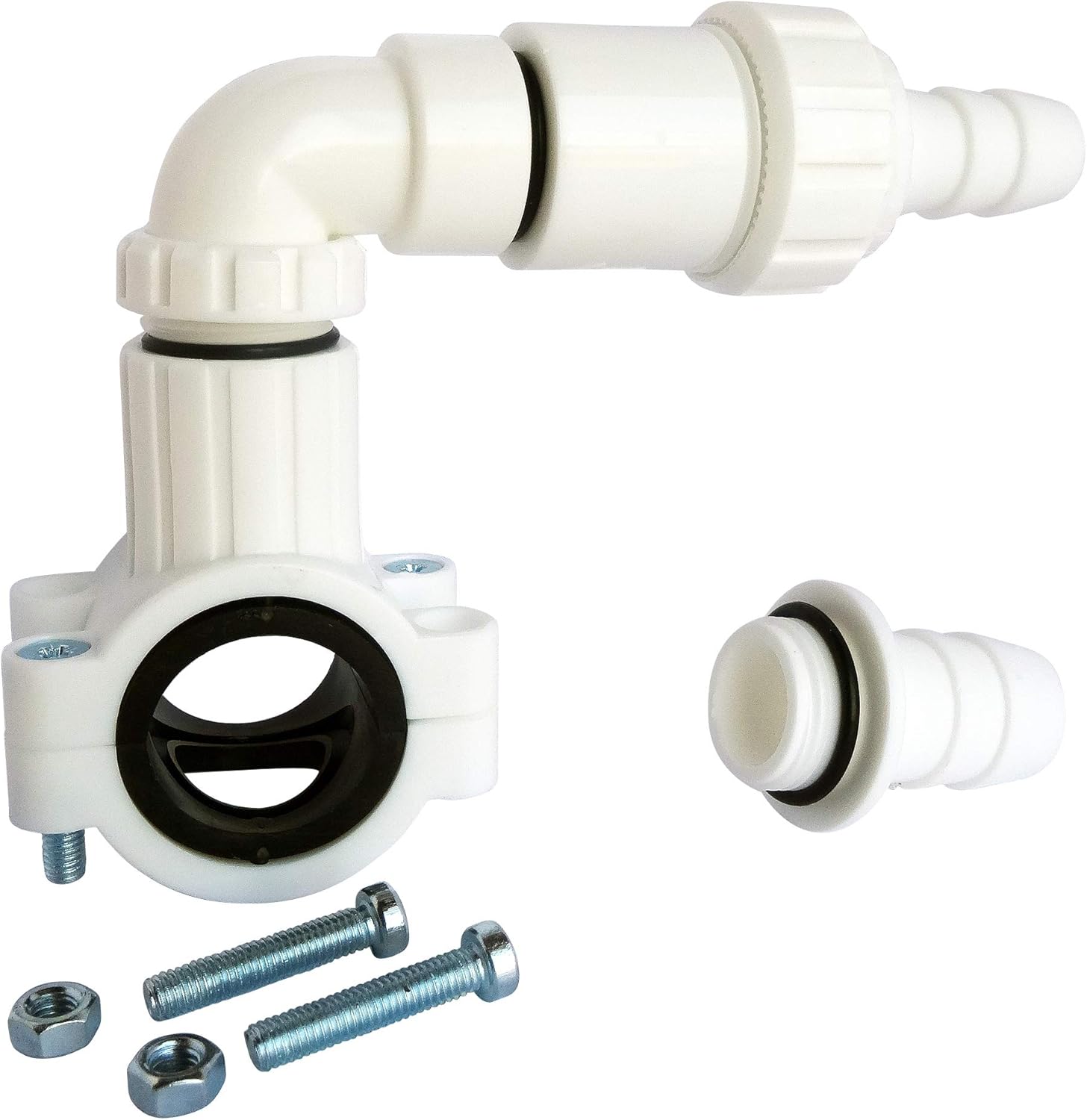 SOMATHERM for YOU Elbow Drain Flange for Washing Machine PVC Drain Pipe Diameter 32-40mm Integrated Seal Easy Installation with Self Drilling Tool Included - Image 3