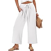 Caracilia Womens Wide Leg Palazzo Pants Cropped High Waisted 2026 Summer Casual Loose Lounge Flowy Travel Work Trousers