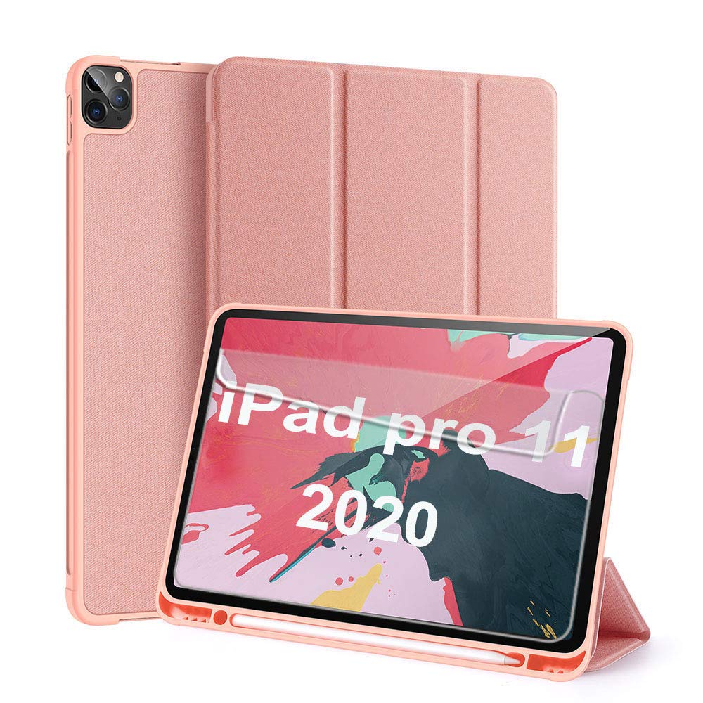 Billionn Case for New iPad Pro 11 Inch 2020, Auto Sleep/Wake Smart Cover with Pencil Holder and Free Screen protector, Pink