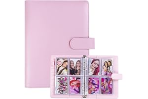 WITHYU A5 Kpop Photocard Binder with 30 Pack 4-Pocket Card Pages, 6 Ring A5 Binder Card Collector Album with 240 Card Slots,PU Leather Binder Cover with Magnetic Buckle Closure for Organizing Trading Card