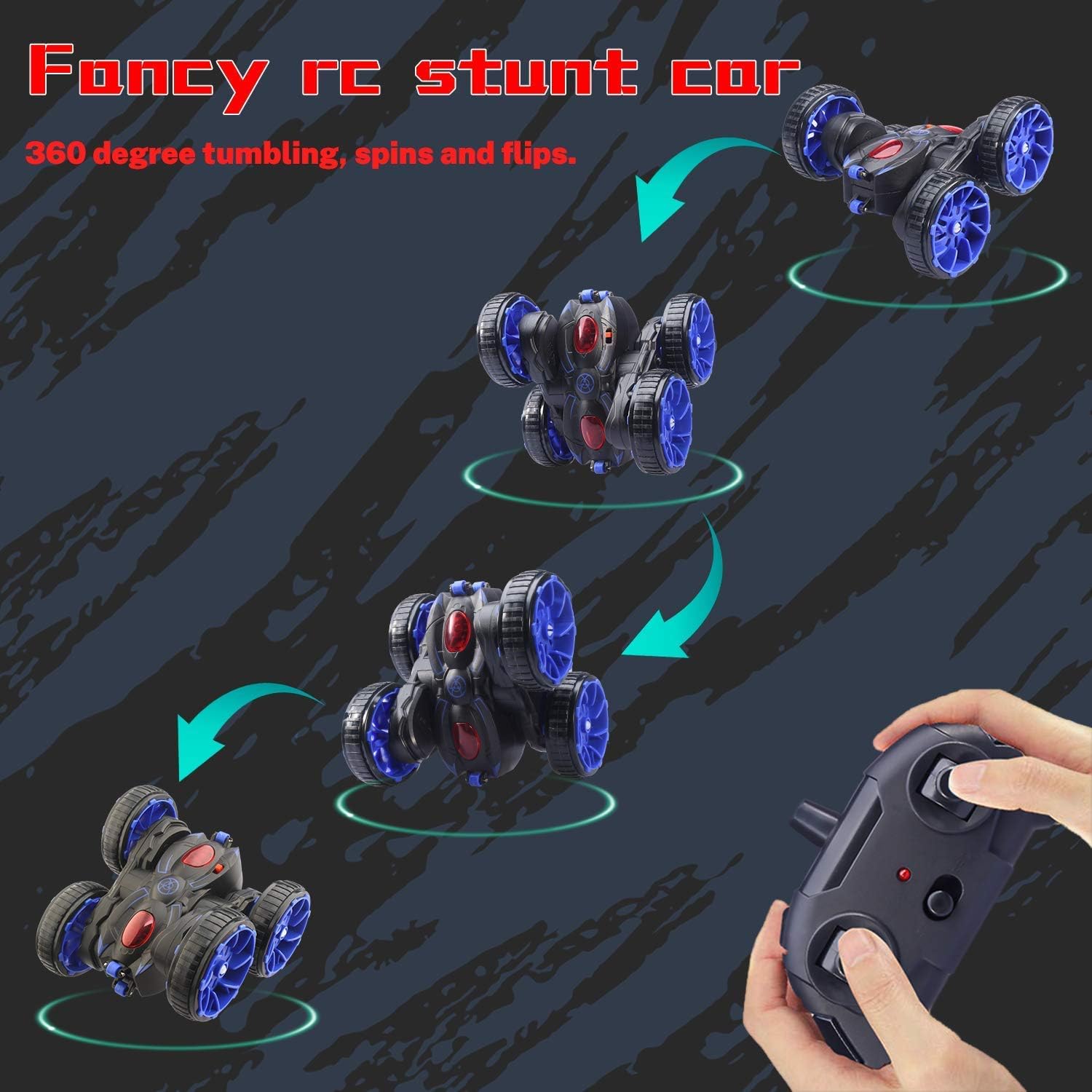 Remote Control Stunt Car, RC Car Toy All Terrain Off Road 4WD Double Sided Running, 360° Rotation & Flips Remote Control Car Toy Gift for Boys & Girls Aged 4 5 6 7 8 9 10 11 12: Toys & Games