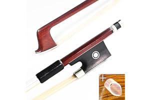 VINGOBOW Brazilwood Violin Bow 4/4 Full Size 74.5cm Ebony Frog Natural Mongolian White Horsehair Well Balanced Sweet Tone