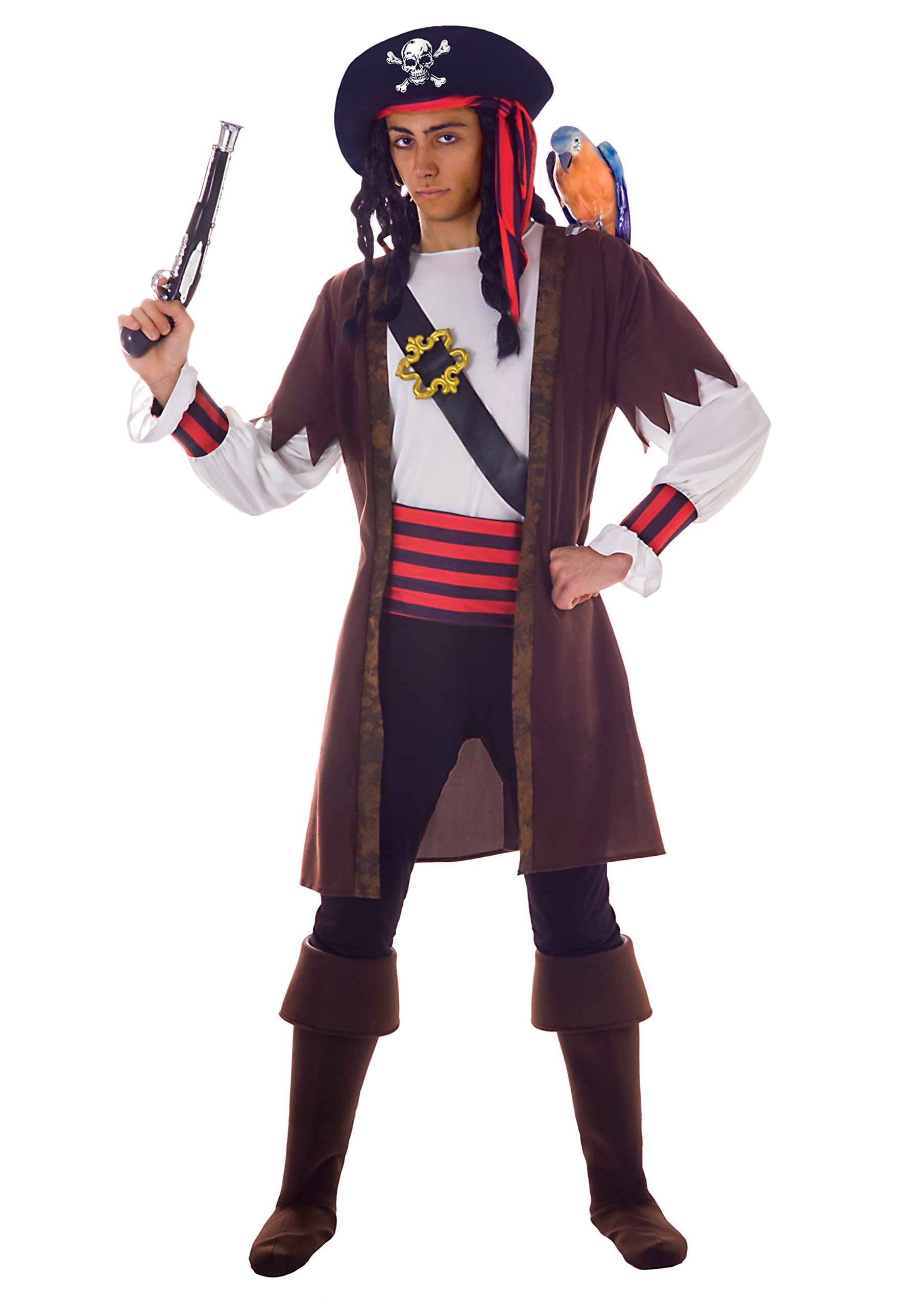 Ciao Flowers Paul 27523 – Pirate Jack Adult Costume One Size, Brown/White/Black/Red