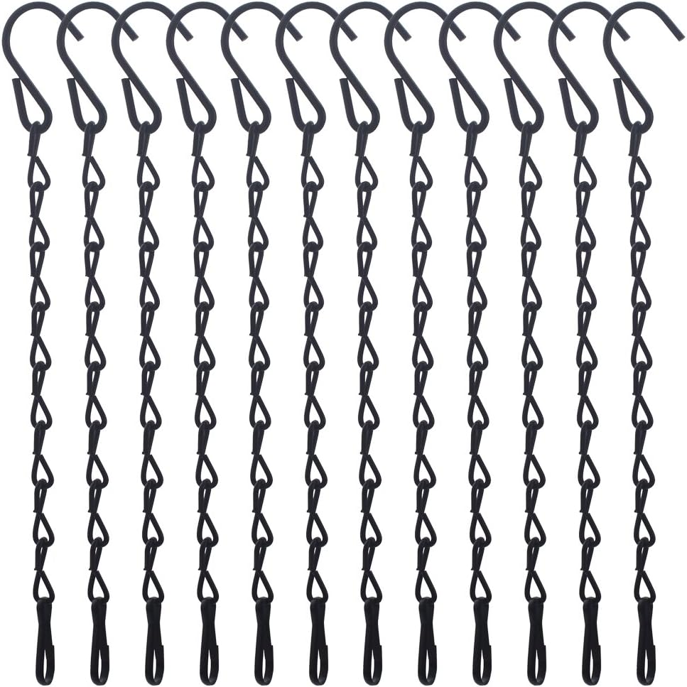 Black Hanging Chains for Bird Feeders, Lanterns, Planters and Decorative Ornaments, 12 Pack, 10-Inches