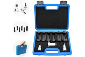 DUOYI Shock Absorber Removal Tool 9pc Strut Nut Socket 16mm 18mm 19mm 21mm 22mm 24mm Nut Removal Tool Universal Suspension Strut Spreader Tool with 12 Point 1/2 Drive Strut Suspension Strut Socket Tool