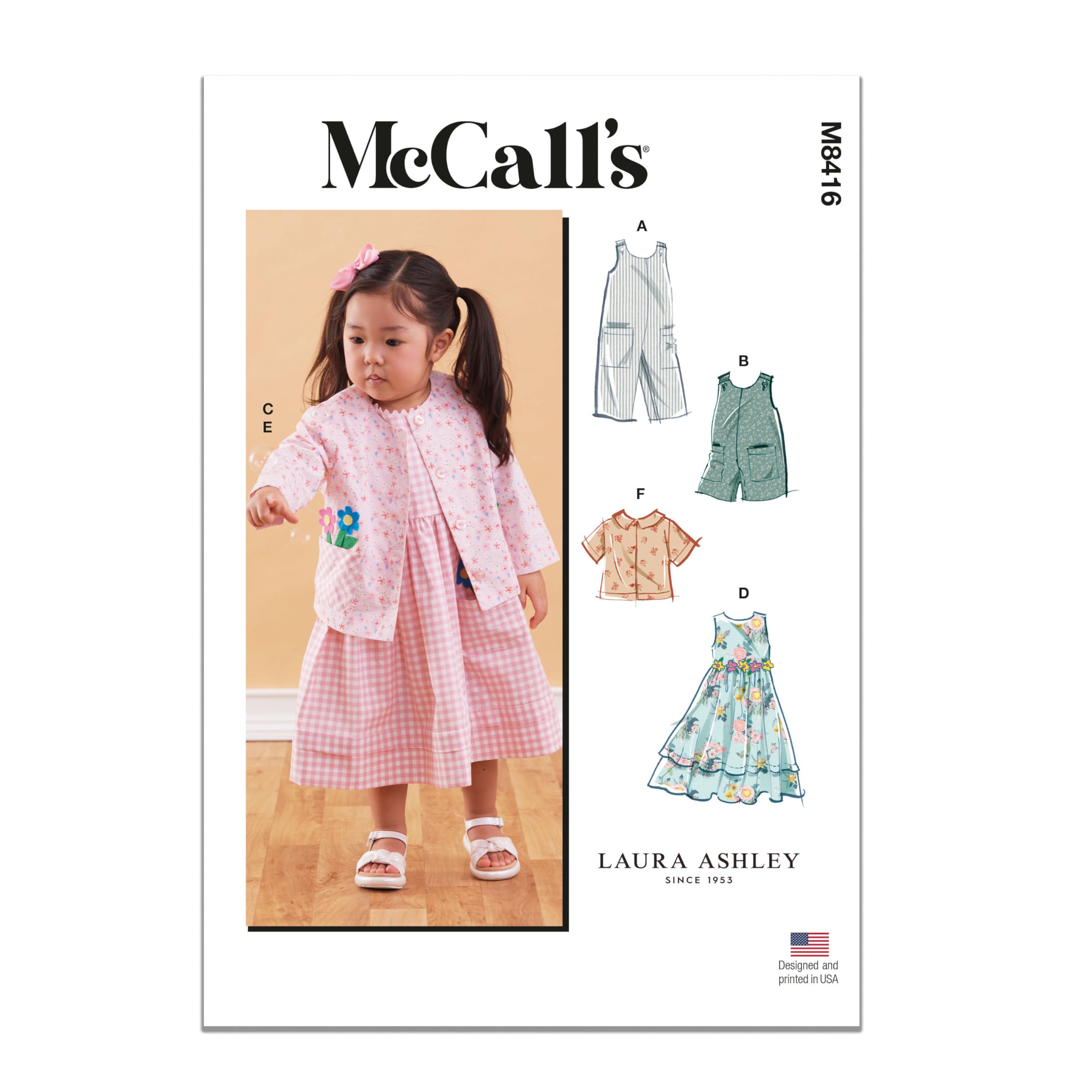 MCCALLS M8416CCB Toddlers' Romper in Two Lengths, Dresses, Jacket and Shirt by Laura Ashley CCB(1-2-3-4)