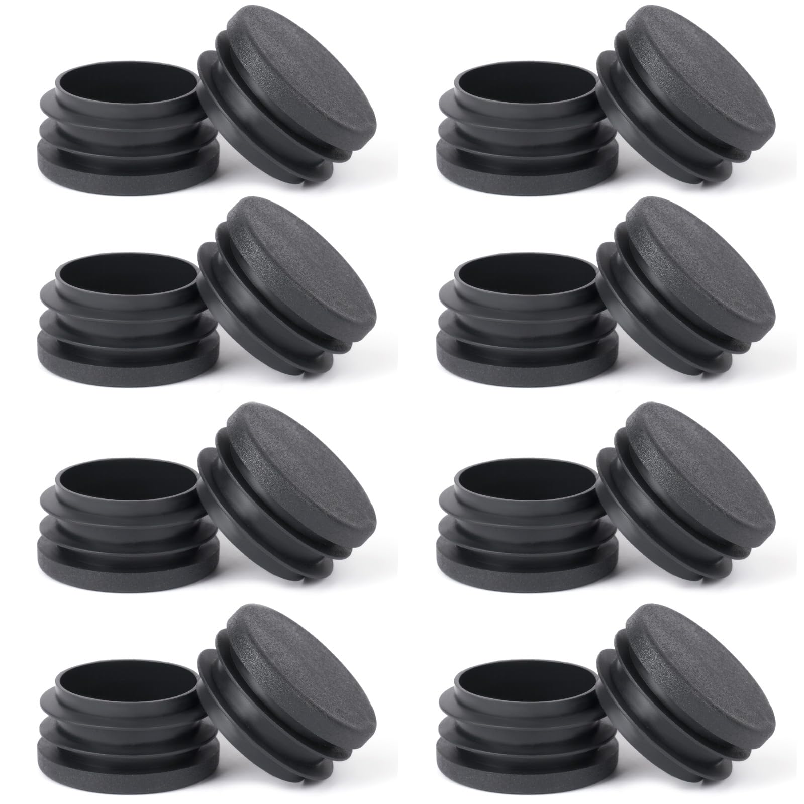 OSDUE Round Plastic End Caps, 16PCS 40mm Black Plastic Plug, Non-Slip Furniture Feet Pads, Table Foot Cover Caps Floor Protectors for Bed Chair Sofa Table Shelf（1.57”）