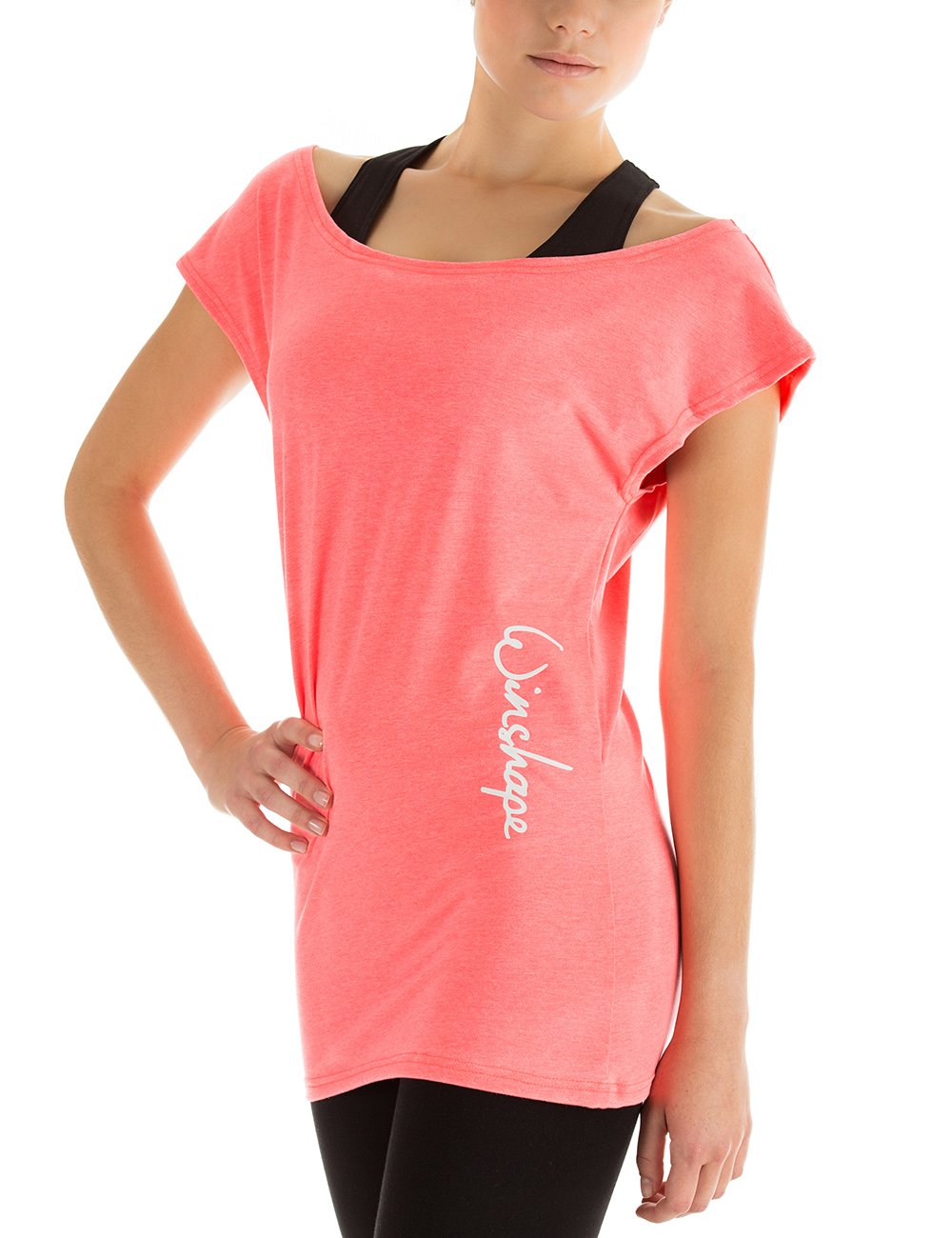 Winshape Hape Winston WTR12 Zalena Fitness Workout Dance Women's T-Shirt, Womens, Damen Dance-Shirt WTR12 Freizeit Fitness Workout, Neon Coral, S