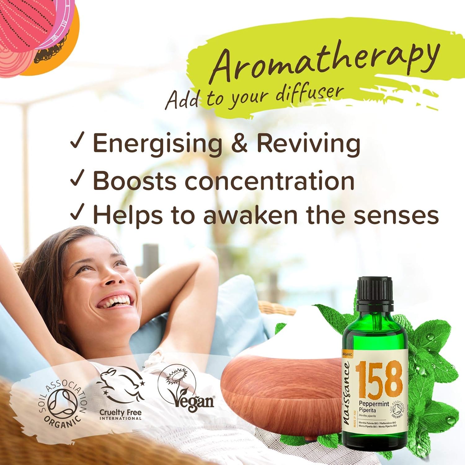 Naissance Organic Peppermint (Piperita) Essential Oil (No. 158), 50ml, Pure, Natural, Certified Organic, Cruelty Free - Image 3