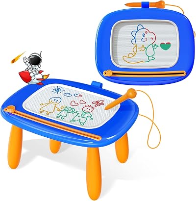 Kikidex Magnetic Drawing Board for Toddlers 1-3 Dark Blue 8.7 inch
