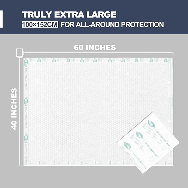 HEAVY DUTY UNDERPADS 40″X60″ SUPER SIZED CHUCKS PADS 270 GRAMS DISPOSABLE BED PADS WITH STRENGTH CLOTH BACKING EXTRA ABSORPTION PADS FOR INCONTINENCE (100X152CM, 15 COUNT, DISCREET PACKAGING)