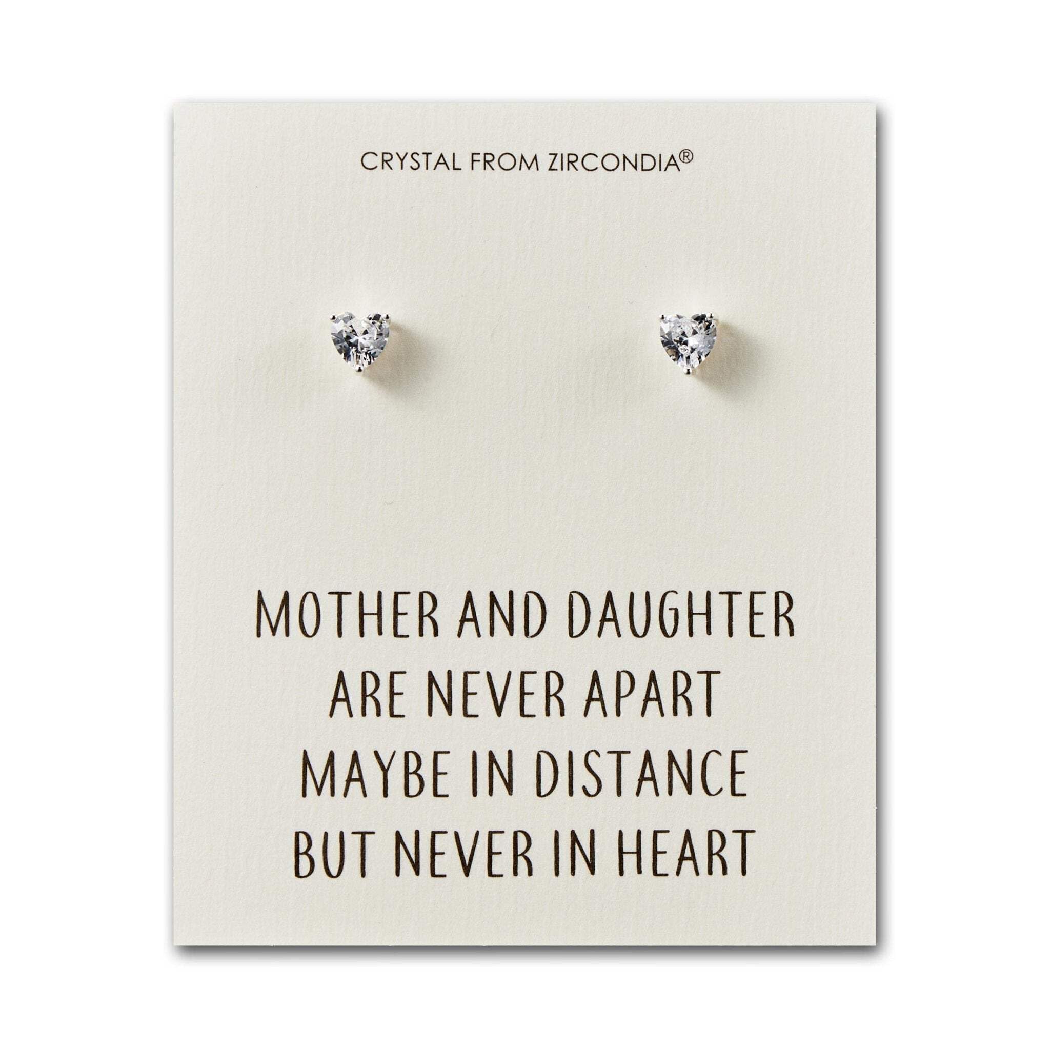 Philip Jones Mother and Daughter Quote Heart Earrings Created with Zircondia® Crystals