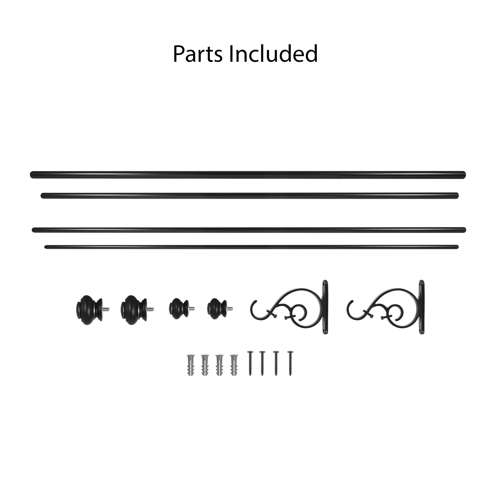 Beme 36-72"  Urn Double Rod Set in Antique Black