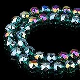 DIQIO 10mm Sparkle Crystal Beads for Jewelry Making - Faceted Round Loose Beads for Bracelets(57-60pcs, Peacock Green)