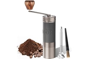 LAOION L6 Manual Coffee Grinder with Straight Handle, Hand Coffee Grinder for Espresso, Moka, Drip, French Press with External Adjustment Ring, Precision-Consistent Stainless Steel Conical Burr
