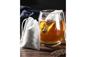 Nature Pulito Tea Filter Bags, 100 Pack 3.54"W x 2.76"H Disposable Tea Bags with Drawstring for Brew Loose Leaf Tea Hot Tea Ice Tea Coffee Spice Herbs or Sachets Subpackage Storage