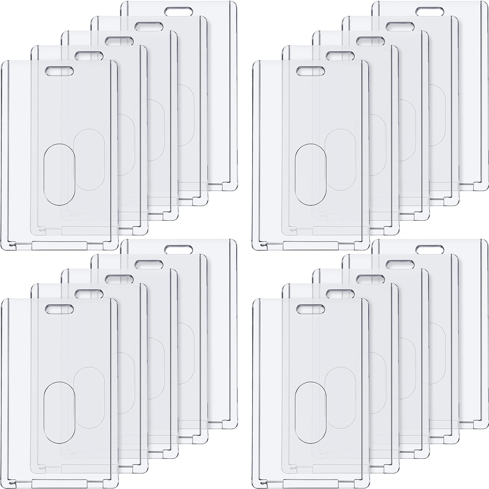 Photo 1 of Chinco 120 Pcs Acrylic Card Holders Clear ID Card Holders Heavy Duty Card Holder Plastic Card Protector Cover Transparent Badge Protector Vertical in Office Products