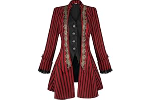Teyujosem Women's Medieval Pirate Jacket Embroidery Renaissance Gothic Steampunk Coat