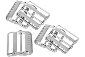 DOITOOL 5pcs 54mm Metal Multi-tooth Buckle Webbing Strap Adjuster Slide Buckles for Backpack Luggage Bag