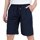 TLAENSON Boys Lightweight Cargo Shorts Youth Drawstring Quick Dry Shorts Kids Hiking Short with Zipper Pockets