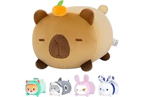 Mewaii Cute Capybara Plush Pillow, Kawaii Plushies Capybara Stuffed Animal Toy, Kawaii Animal Plushie, Soft Squishy Birthday Gifts for Kids & Girls (8 Inch)