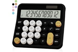 UPIHO Standard 12 Digit Calculator with Large LCD Display and Big Buttons - Black Gold Office Accessories for Women's Desk, C