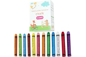 VOVCIG Upgrade Water-soluble Dustless Chalk,Color Dust-free Chalk That Can Be Cleaned with a Damp Cloth(12Pcs